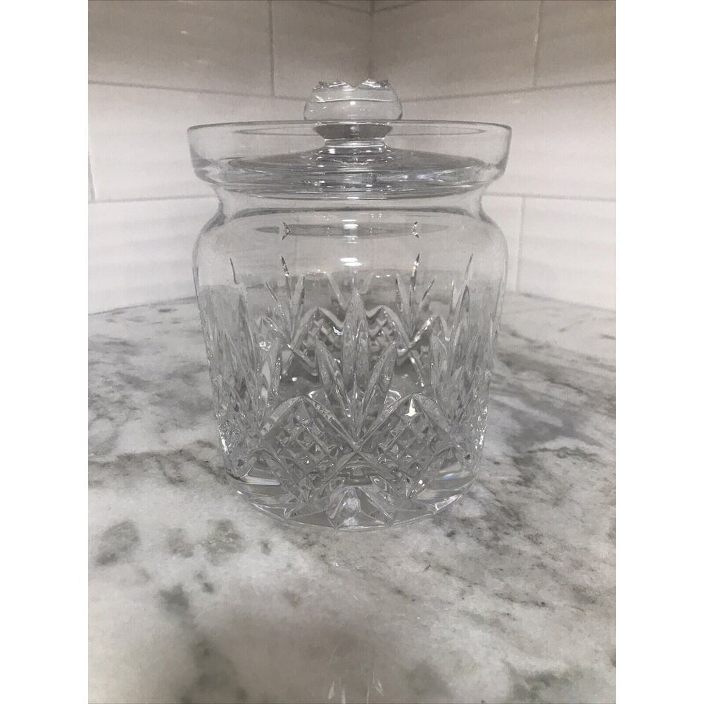 Vtg Waterford Crystal Kelley Biscuit Barrel Jar With Lid 6” Slovenia